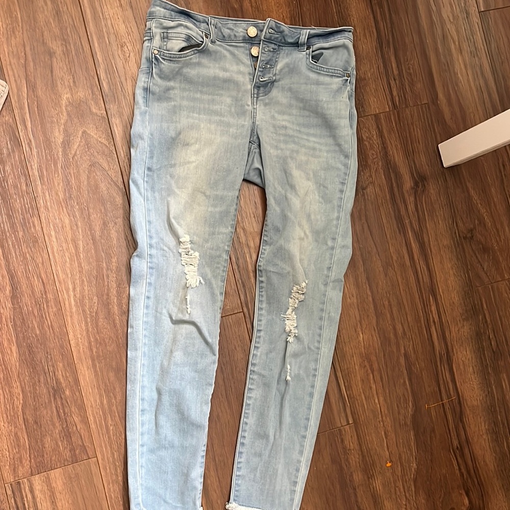 Blue Denim Wild Blue ripped straight jeans